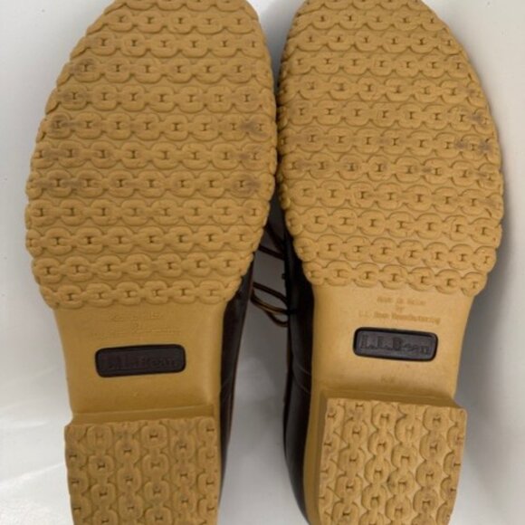 LL Bean Original Bean Boots Rubber Duck Mocs Brown and Tan Leather Sz 13W - Picture 12 of 14